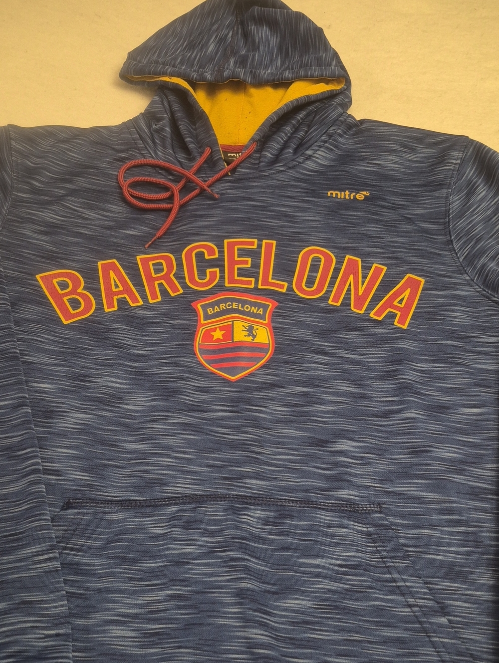 Mitre Barcelona Men's Navy Hooded Sweatshirt with Yellow Lining